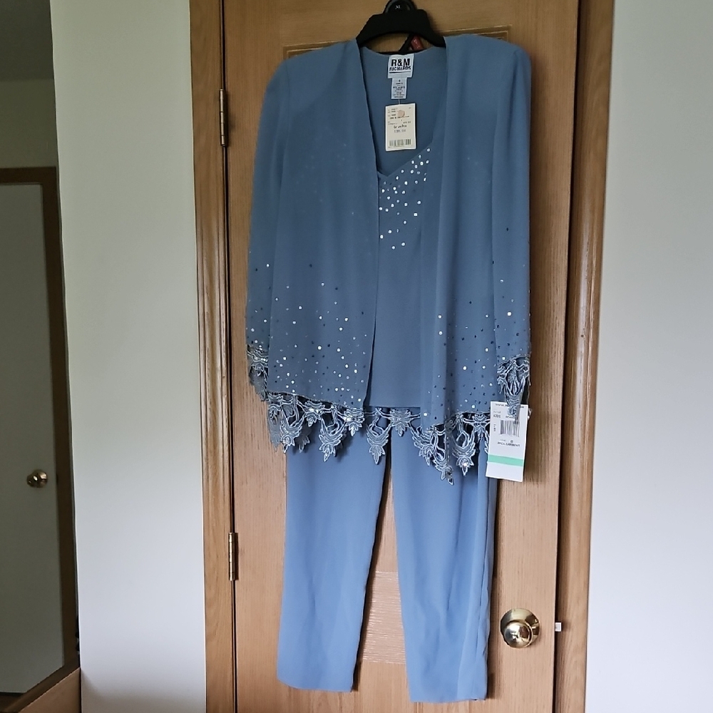 R&M Richards Blue Pantsuit Versatile Chic Design